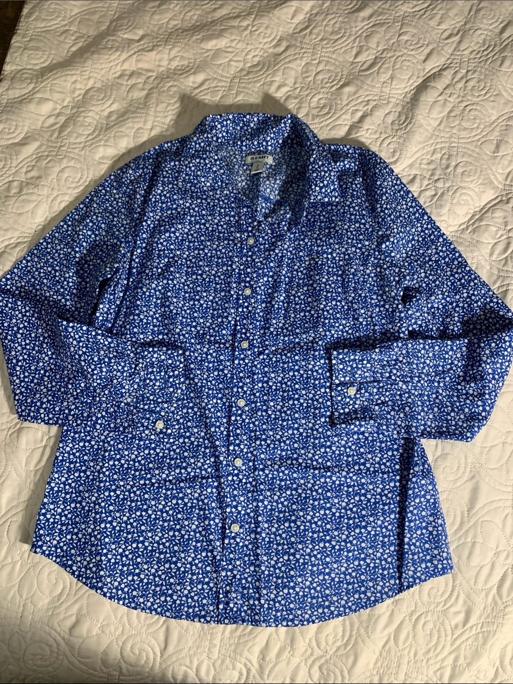 Old Navy Blue Floral Print Button-Down Shirt